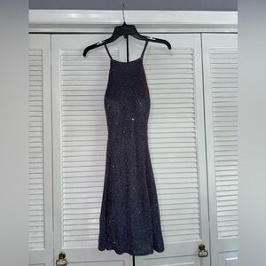 Betsy and Adam Womens Navy Glitter Spaghetti Strap Mini Dress